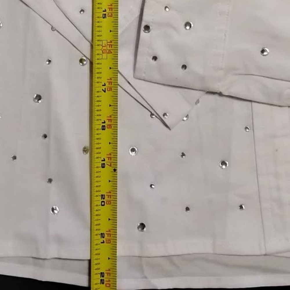 KIWI White Rhinestone Button-Down Shirt – Size S - Picture 9 of 14